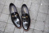 702-2 Horsebit Black Loafer Wooden Sole