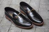 702-2 Horsebit Black Loafer Wooden Sole