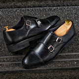 504 New Double Monk Strap Matt Black