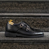 504 New Double Monk Strap Matt Black