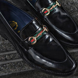 702-1 Horsebit Loafer Black x Black Soles