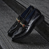 702-1 Horsebit Loafer Black x Black Soles