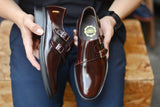 504-2  Double Monk Strap Burgundy