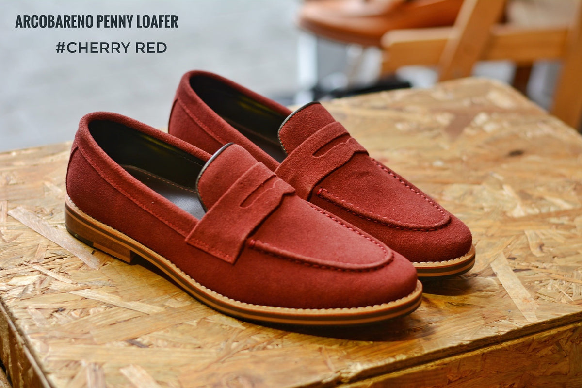 Suede Penny Loafers - Rocket Red