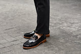 703 Wide Front Horsebit Loafer PianoBlack