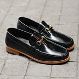 703 Wide Front Horsebit Loafer PianoBlack