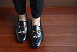 702 2n1 Horsebit Black Loafer Embroidery