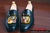 702 2n1 Horsebit Black Loafer Lion Embroid