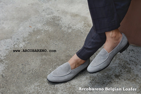 503-2 Plain Suede Grey Belgian Loafers