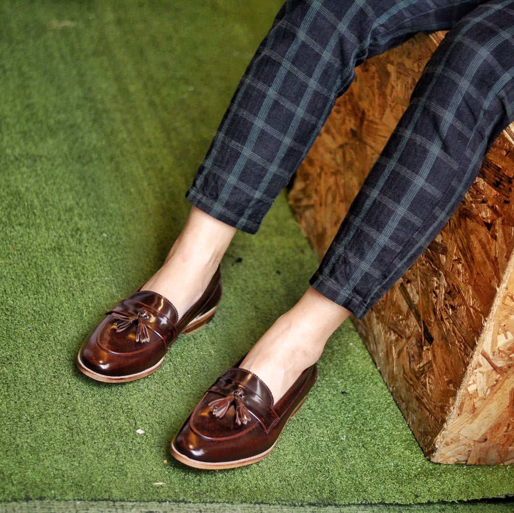 505 Women Tassel Loafer Strap Burgundy x Wooden Soles Arcobareno