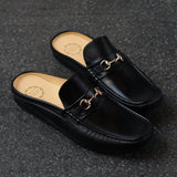 703 Horsebit Slipper Matt Black Flat Soles