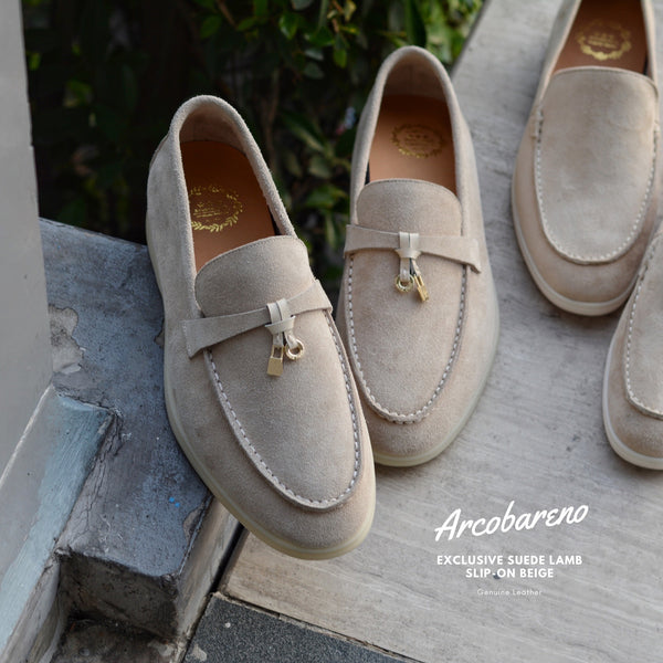 822 Arcobareno Classic Slip-on Charm Suede Lamb Beige