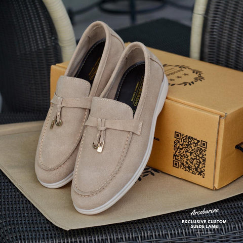 822 Arcobareno Classic Slip-on Charm Suede Lamb Beige