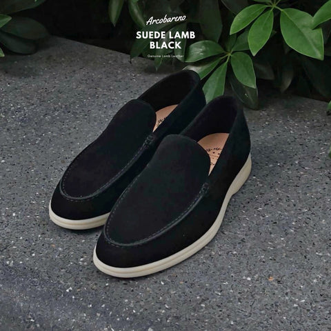 822 Arcobareno Classic Slip-on Suede Lamb Black