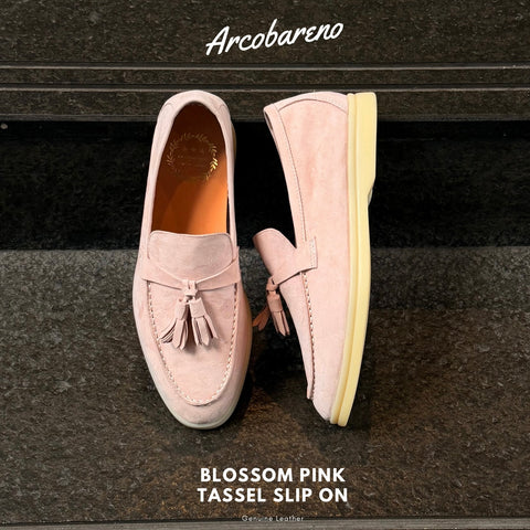 822 Arcobareno Tassel Slip-on Suede Lamb Blossom Pink