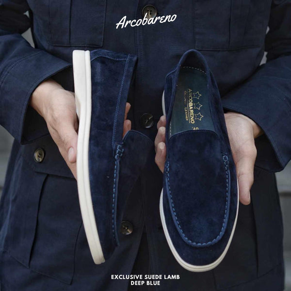 822 Arcobareno Classic Slip-on Suede Lamb Dark Blue