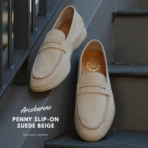 822 Arcobareno Penny Slip-on Suede Lamb Beige