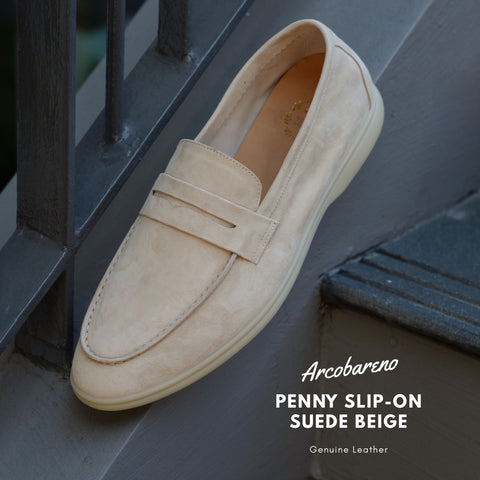 822 Arcobareno Penny Slip-on Suede Lamb Beige
