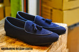 503-2 Suede Blue Belgian Loafers