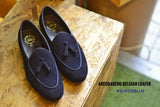 503-2 Suede Blue Belgian Loafers
