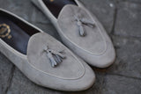 503-2 Tassel Suede Grey Belgian Loafers