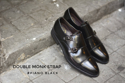 504 New Double Monk Strap Piano Black