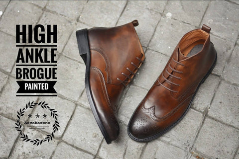 507-2 Brogue Painted Shoe Brown High Ankle
