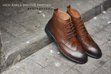 507-2 Brogue Painted Shoe Brown High Ankle
