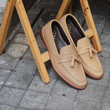 503 Tassel Loafer Ivory Beige x wooden soles