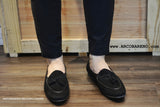 503-2 Suede Black Belgian Loafers