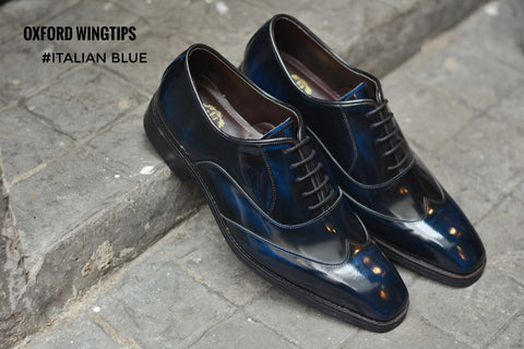 502-1 New Oxford Shoe Wingtip Italian Blue